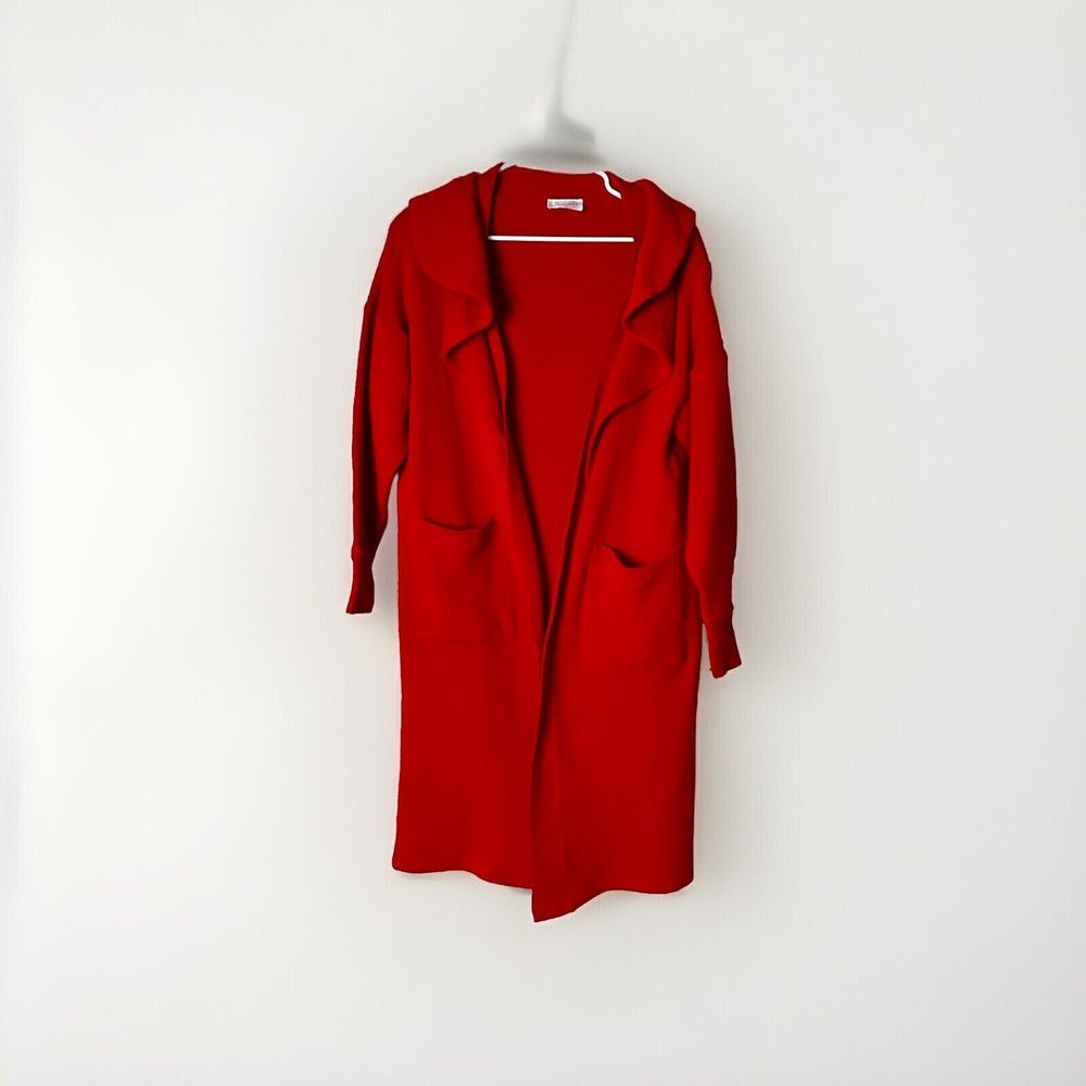 Vintageโ Fredrick's of Hollywood Cardigan Womens Large Red Tunic Sweater Long